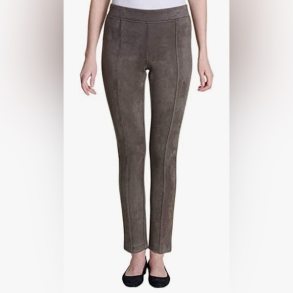 Andrew Marc faux suede taupe leggings size medium. - Picture 1 of 7